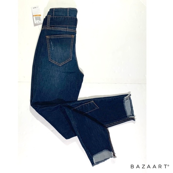 Tinseltown Juniors' Step-Hem Skinny Jeans Indigo Sz: 3/27 - Picture 6 of 9